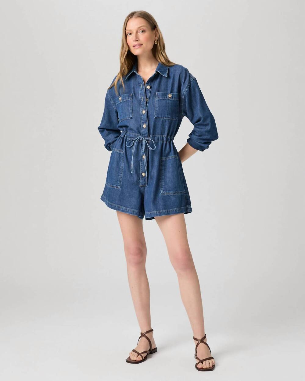 NEW PAIGE madigan long sleeve romper in glimpse